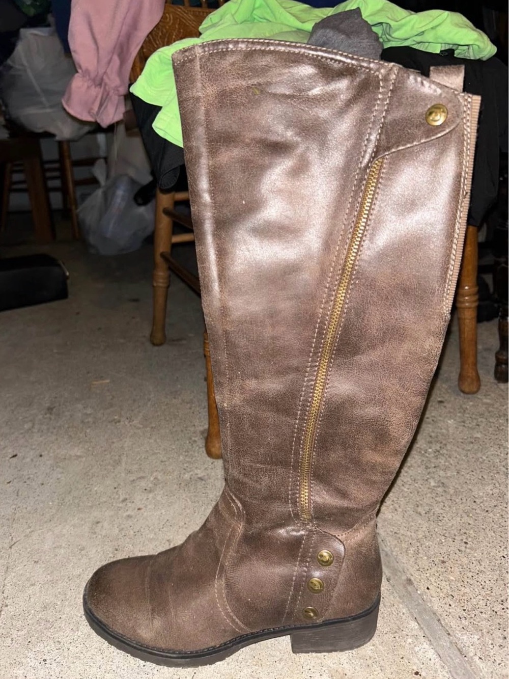 Oria Baretraps Women's Knee-High Riding Boots with Zip Brown 7